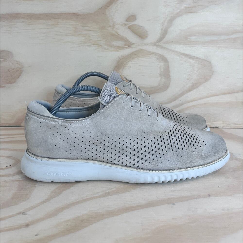 Cole Haan Men's Perforated Suede Sneakers in Light Beige